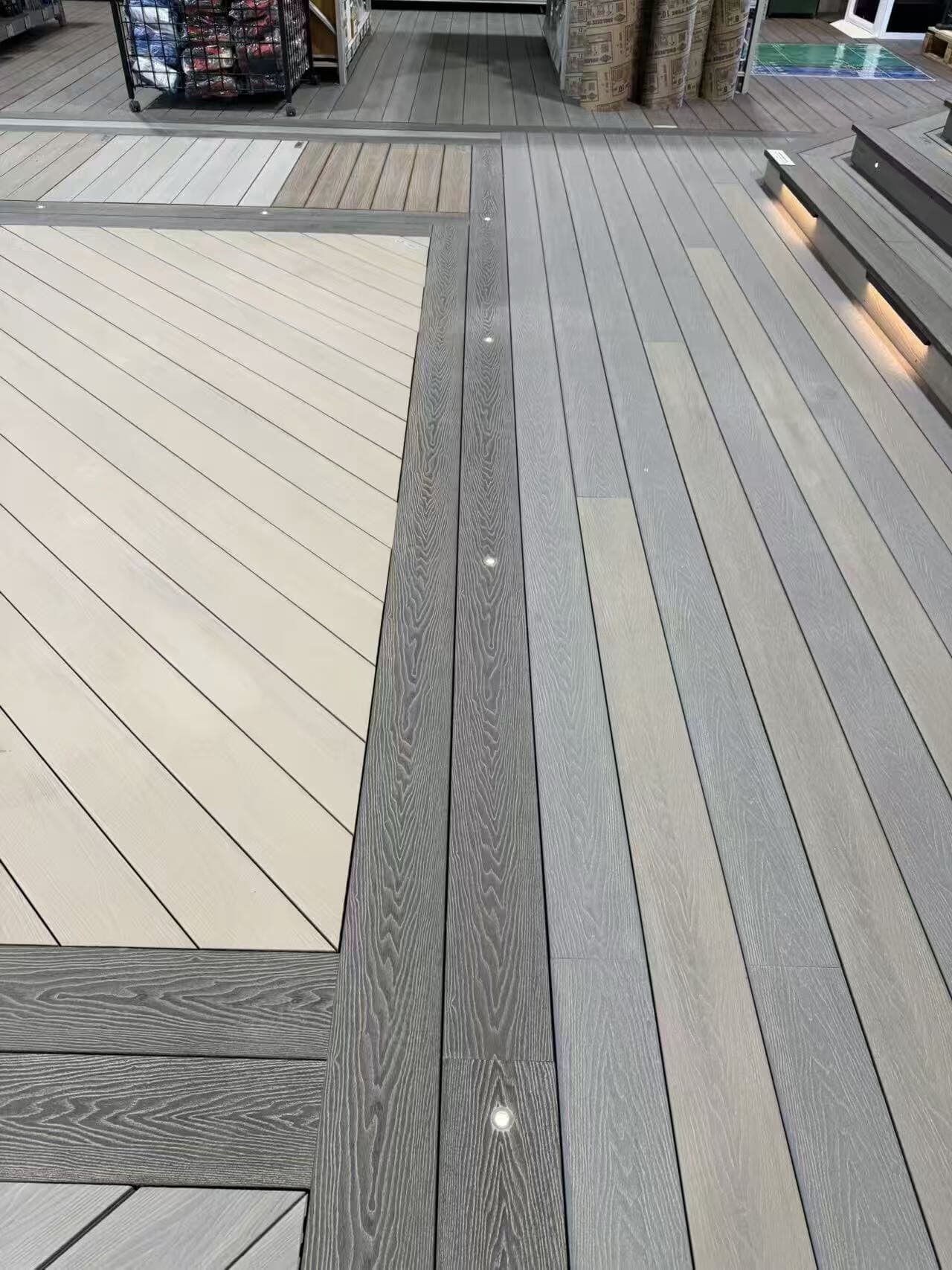双色复合露台板的近景细节