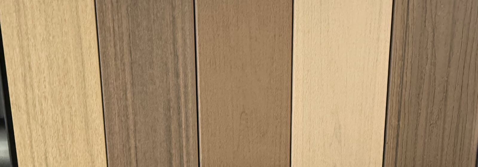 Warm-toned WPC board colour samples